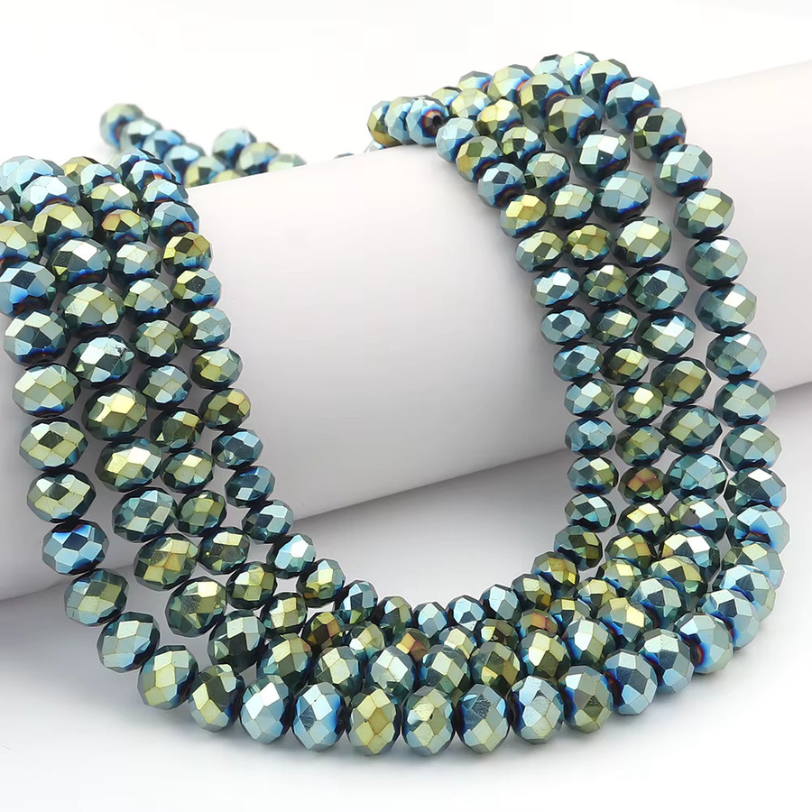 Glas Spacer-Perlen, facettiert, grün AB, Unisex - Bild 6