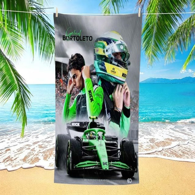 JMG Household Supplies G-Gabriel Bortoleto KICK Sauber F1 Racing Strandtuch, Grün, B/H: 60 x 40 cm - Bild 1