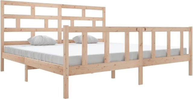 vidaXL Massivholzbett aus Kiefer in Braun, B/T/H: 200 x 200 x 205,5 cm - Bild 1