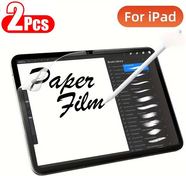 2 Stück Papierfolie Displayschutzfolie für Apple iPad Mini 4 5 6, iPad Air 1 2, iPad Pro 9.7 11 12.9 und iPad Air M3 11 13 in Transparent, Anti-Kratz-Folie - Bild 1