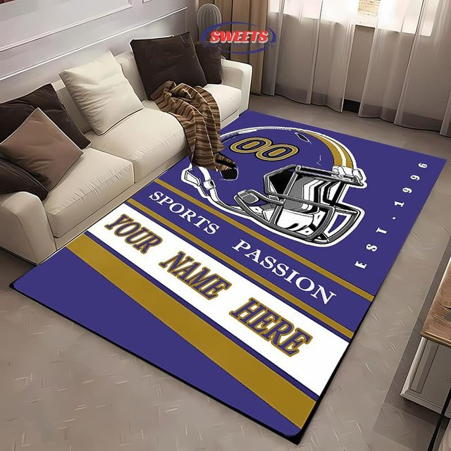 Personalisierter Fußballteppich von Karpetti in Blau, Rechteckiger Bereichsteppich für Schlafzimmer und Wohnzimmer, B/B: 60 x 40 cm - Bild 1