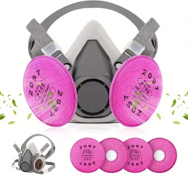 3M Atemschutzmasken-Set mit 6200 Halbmaske, 2097 Filtern und klarer Schutzbrille zum Schutz vor Epoxidstaub, organischen Dämpfen und Formaldehyd beim Schweißen und Schleifen - Bild 1