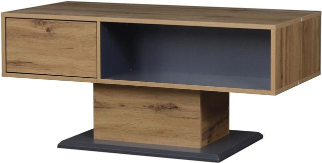 okwish Couchtisch mit doppelseitigem Stauraum und großem Ablagefach in Holzmaserung, B/T: 100 x 50 cm - Bild 1