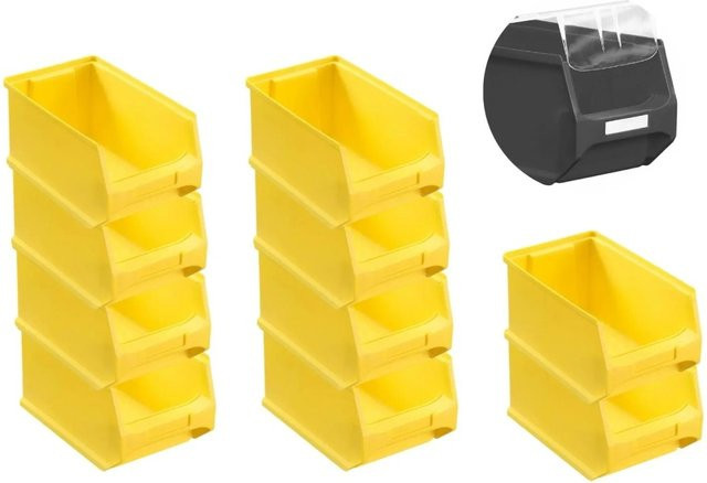 PROREGAL SparSet 10 Stück Sichtlagerbox 3.0 mit Abdeckung, Gelb, H x B x T: 12,5 x 14,5 x 23,5 cm - Bild 1