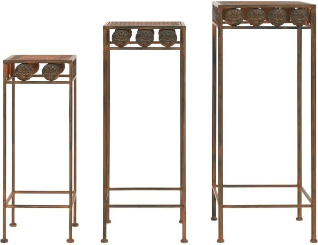 vidaXL Pflanzenständer-Set 3-teilig aus Metall im Vintage-Stil, Farbe Braun, Tischmodell - Bild 1