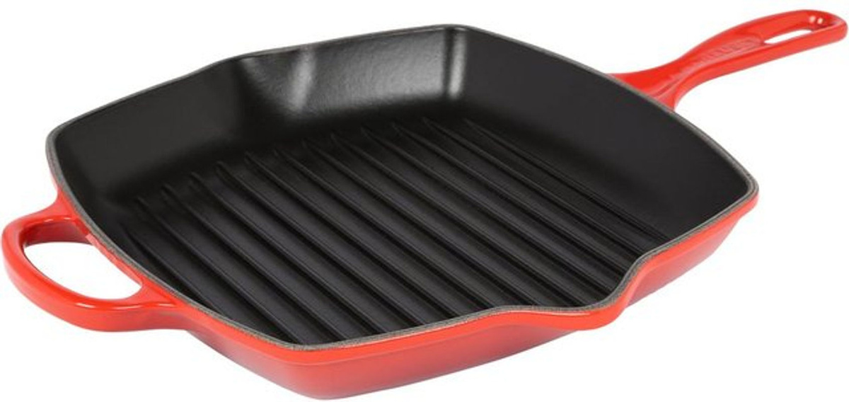 Le Creuset Grillpfanne Signature aus Gusseisen, quadratisch, Kirschrot, Durchmesser: 26 cm - Bild 2