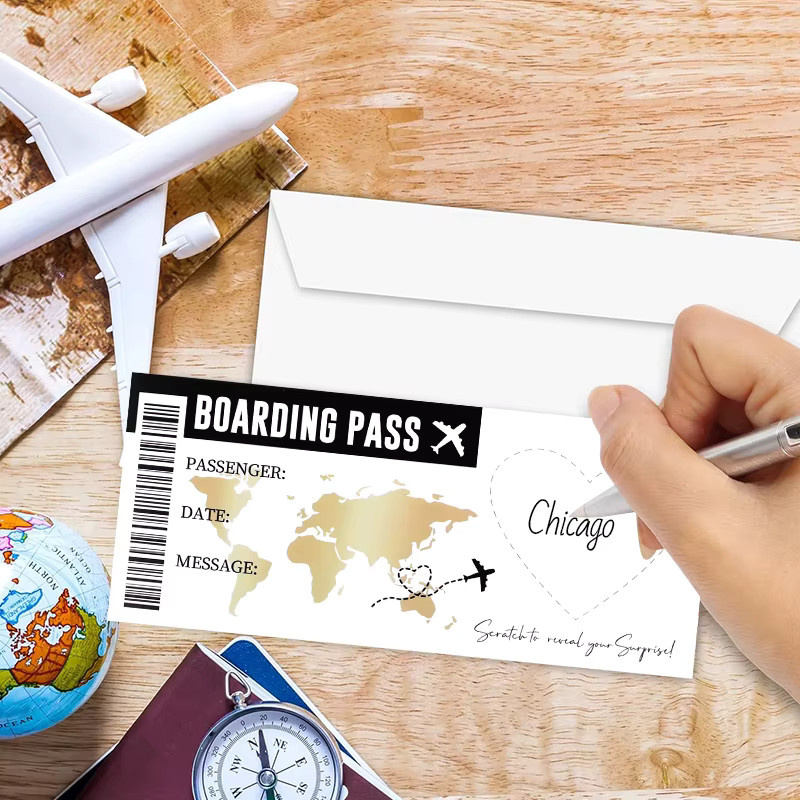Ein Set Boarding Pass Scratch Off Spielkarten mit Umschlag für Hochzeit, Geburtstag oder Bachelorette Party in Mehrfarbig - Bild 2
