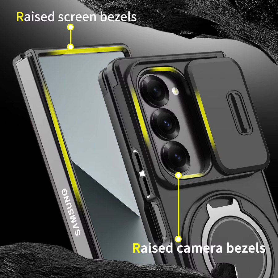 Samsung Galaxy Z Fold6 und Fold7 magnetische Handyhülle mit 360 Grad drehbarem Halter und Kameraschutz in Pink - Bild 4