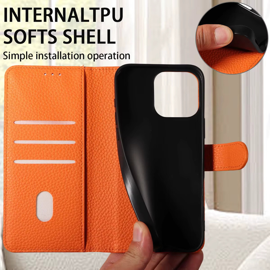 Magnetische PU-Leder Handyhülle für Samsung Galaxy A56 A36 A24 A22 A17 A15 A13 A12 A06 A03 mit Kartenfach in Gold und Orange - Bild 4