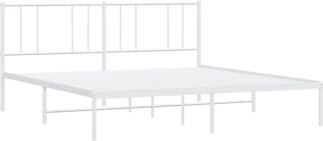 vidaXL Bettgestell aus Metall mit Kopfteil in Weiß, B/T/H: 200 x 200 x 206 cm - Bild 1