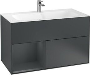 V&B Finion Waschtischunterschrank mit LED-Beleuchtung, Wandmontage, lackiert, Breite: 99,6 cm, Tiefe: 59,1 cm - Bild 1