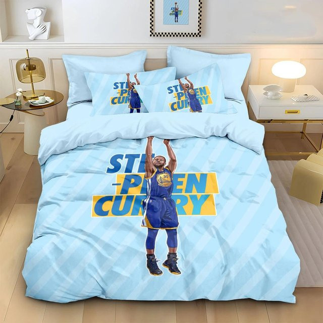 Flylo Bettwäsche-Set mit Basketball-Stars Stephen Curry Design, Blau, 3-teilig, B/H: 220 x 240 cm - Bild 1