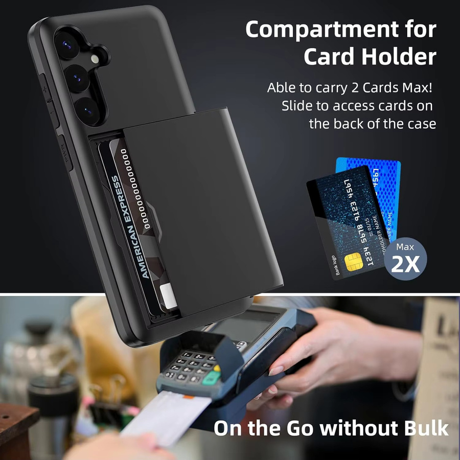 Huikai Schutzhülle für Samsung Galaxy A37 A57 A56 A36 mit integriertem Kartenhalter in Schwarz - Bild 6