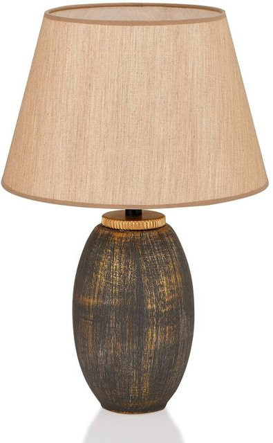 Opviq Tischleuchte aus Keramik und Stoff in Braun und Gold, B/T/H: 30 x 30 x 46 cm, E27 - Bild 1