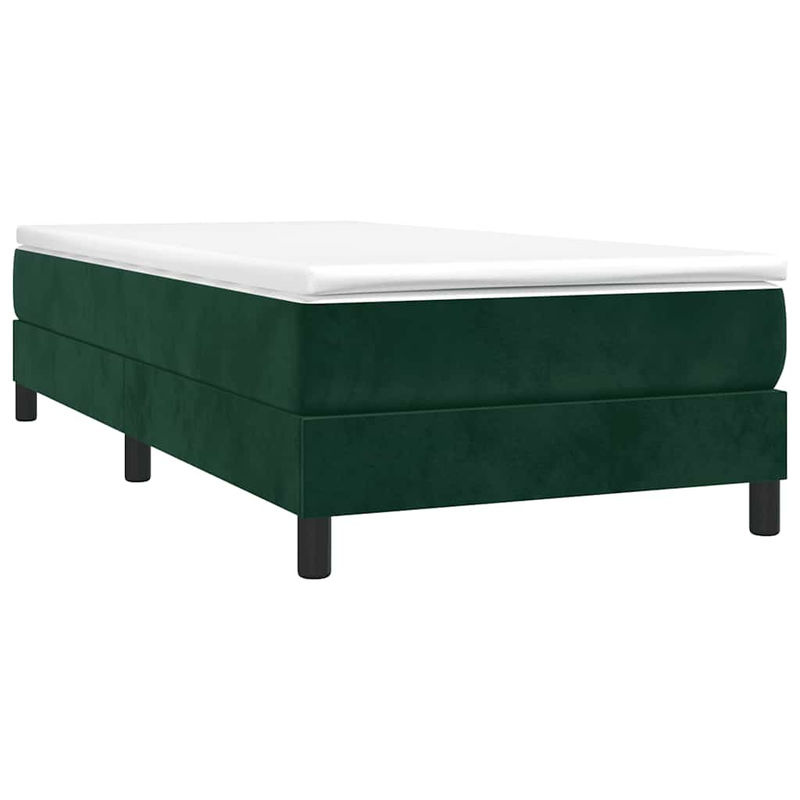 vidaXL Boxspringbett aus Samt in Dunkelgrün B/T/H: 90 x 200 x 25 cm - Bild 3