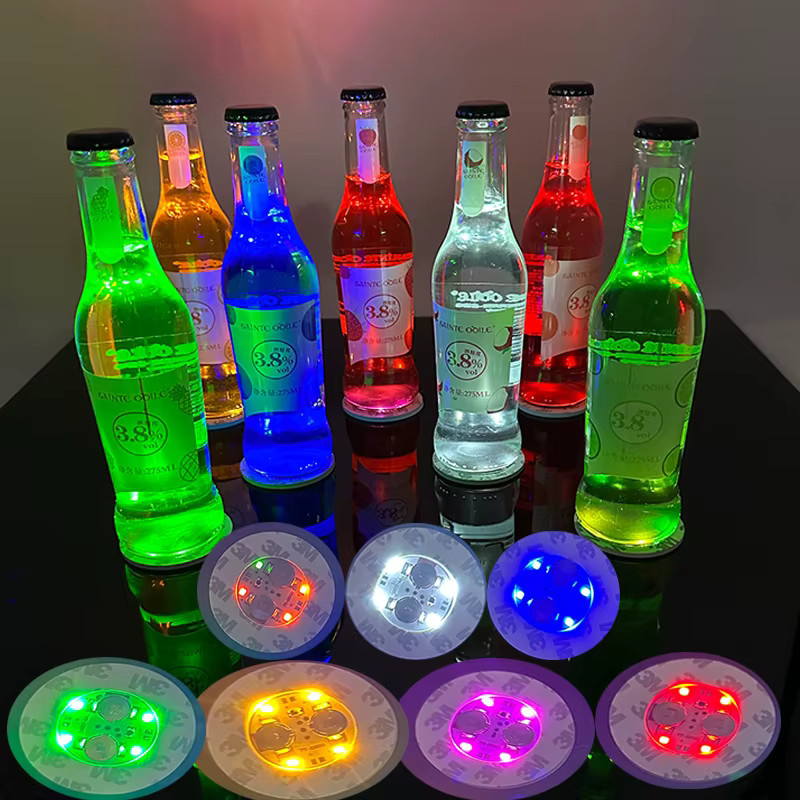 YEAHUIWIN LED Untersetzer RGB Licht für Weinflaschen in Blau, 10 Stück - Bild 2