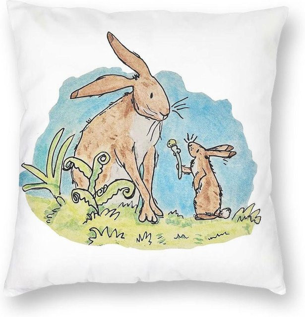Quadratischer Kissenbezug mit Kaninchen-Print aus Polyester und Leinen, Mehrfarbig, B/B/B: 18 x 18 x 18 cm - Bild 1