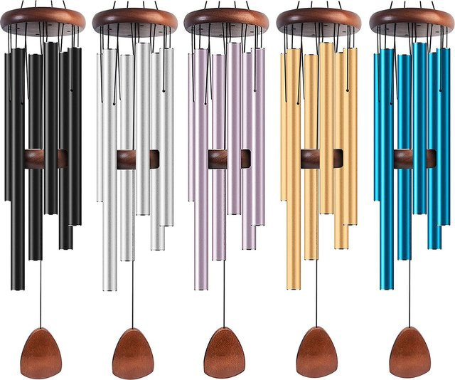 Blaues Aluminium-Windspiel mit Windfänger für Garten und Terrasse im modernen Design - Bild 1