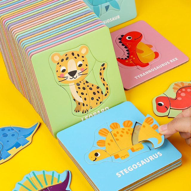 Lee's Sharing Montessori Szene Puzzle, Tiere, Fahrzeuge, Dinosaurier, ab 2 Jahren - Bild 1