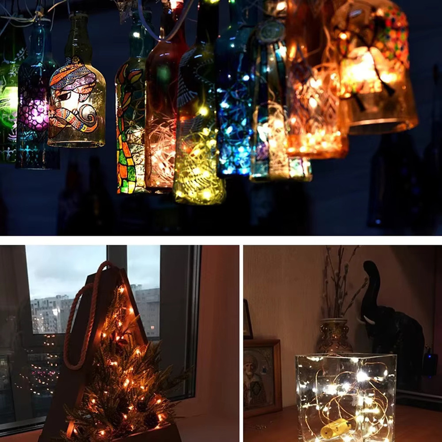 LED-Lichterkette für Weinflaschen mit Korken für Weihnachtsbaum, Hochzeit und Party, transparent - Bild 5
