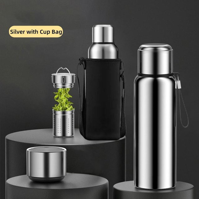 Binchi Outdoor Product Thermosflasche aus Edelstahl in Silber mit 2l Fassungsvermögen für Heiß- und Kaltgetränke - Bild 1