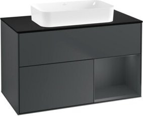 V&B Waschtischunterschrank Finion mit Wandbeleuchtung, Breite: 100 cm, Tiefe: 60,3 cm, lackiert - Bild 1