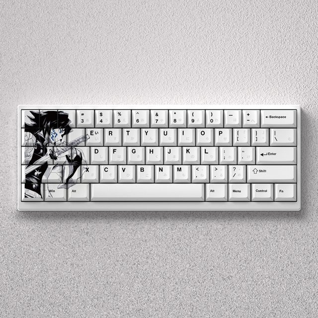 AULA Anime-Tastenkappen Giyu Tomioka in Kirschweiß aus PBT für mechanische Tastaturen - Bild 1