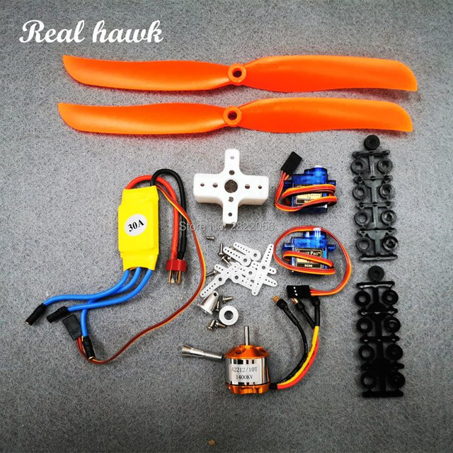 Real Hawk Bürstenloser Motor 1400KV mit 30A ESC Motorhalterung Outrunner 9050 Propeller und SG90 9G Micro Servo für RC Starrflügelflugzeug Hubschrauber - Bild 1