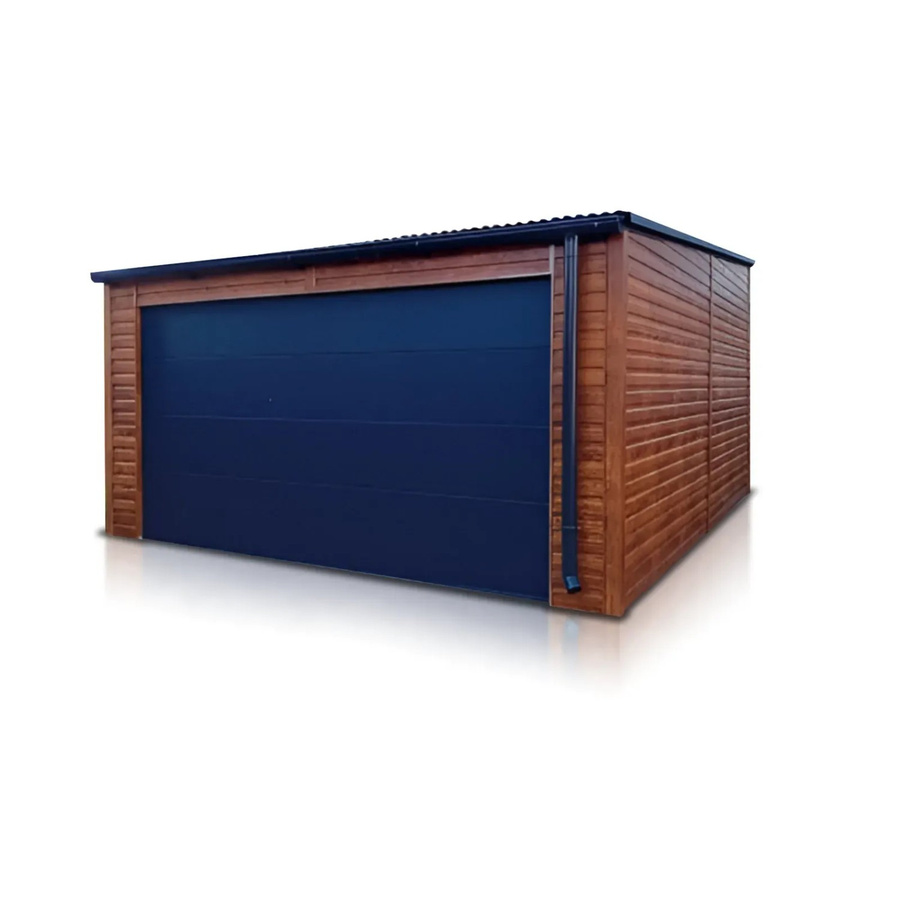 Liderstal Einzelgarage Standard aus Trapezprofilblech mit Pultdach und Sektionaltor in Holzoptik, B: 500 cm, T: 600 cm - Bild 2