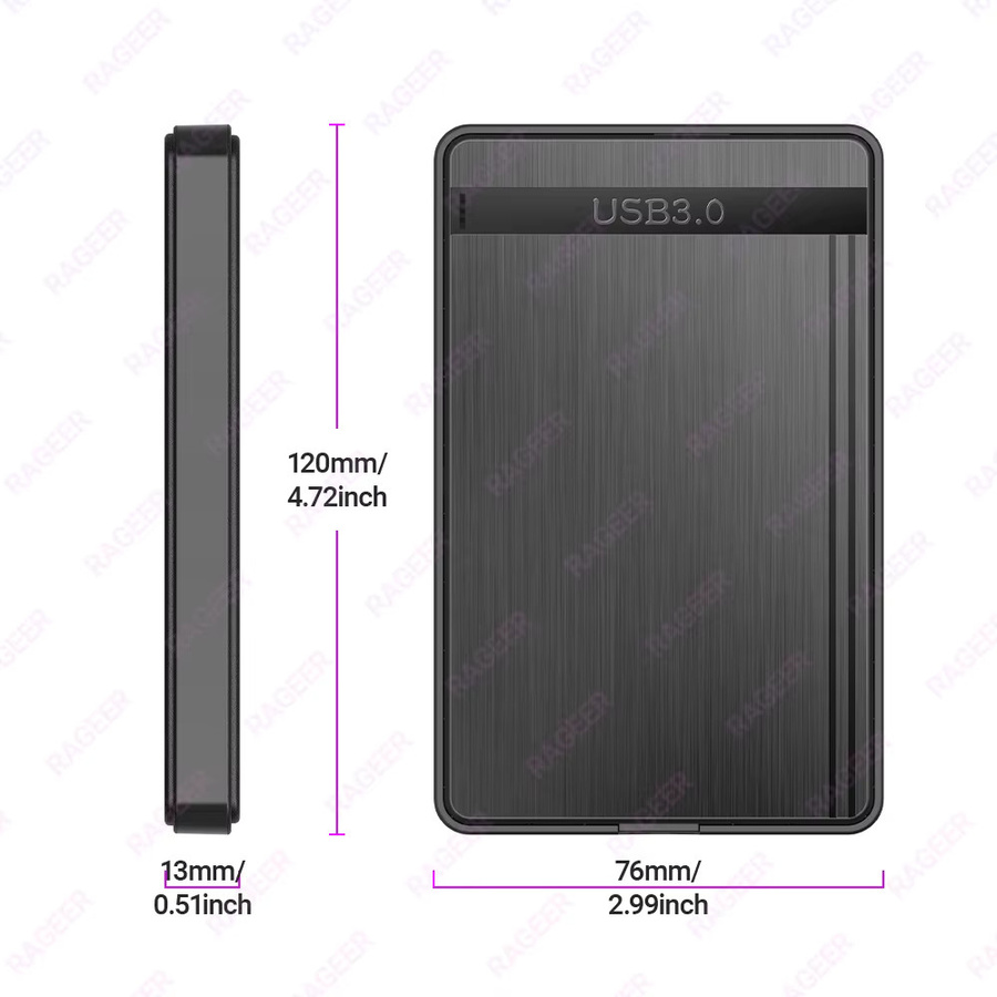 RAGEER USB 3.0 zu SATA III 2,5-Zoll externes Festplattengehäuse für HDD und SSD, Schwarz, bis zu 4 TB Unterstützung - Bild 5