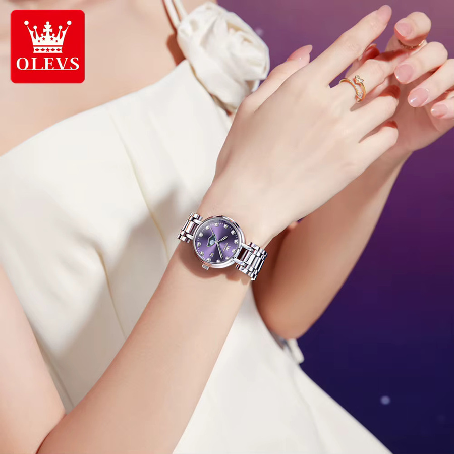 OLEVS Armbanduhr, Quarz, Edelstahl, Diamant, Damen, Silber - Bild 3