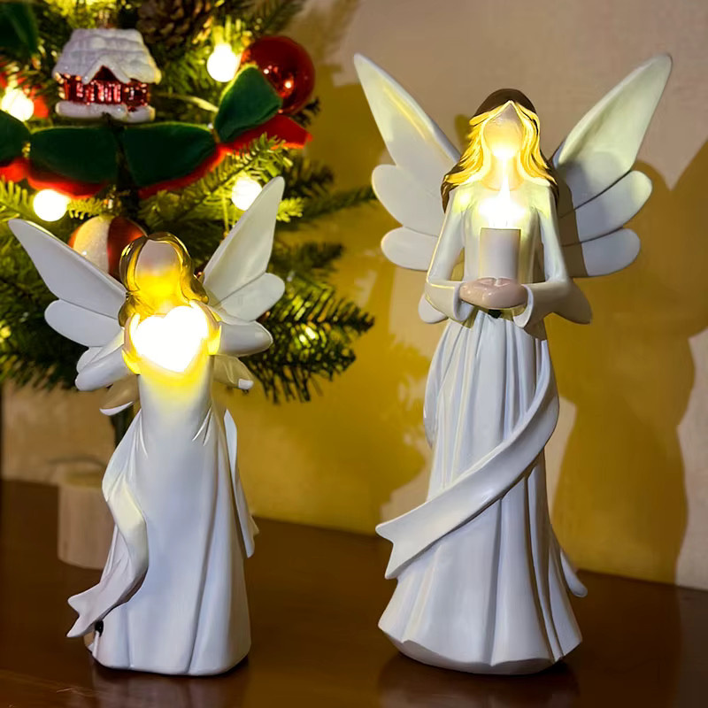 Weißes Engelskerzen-Skulpturenlicht als Tischdekoration für Weihnachten und festliche Anlässe - Bild 2