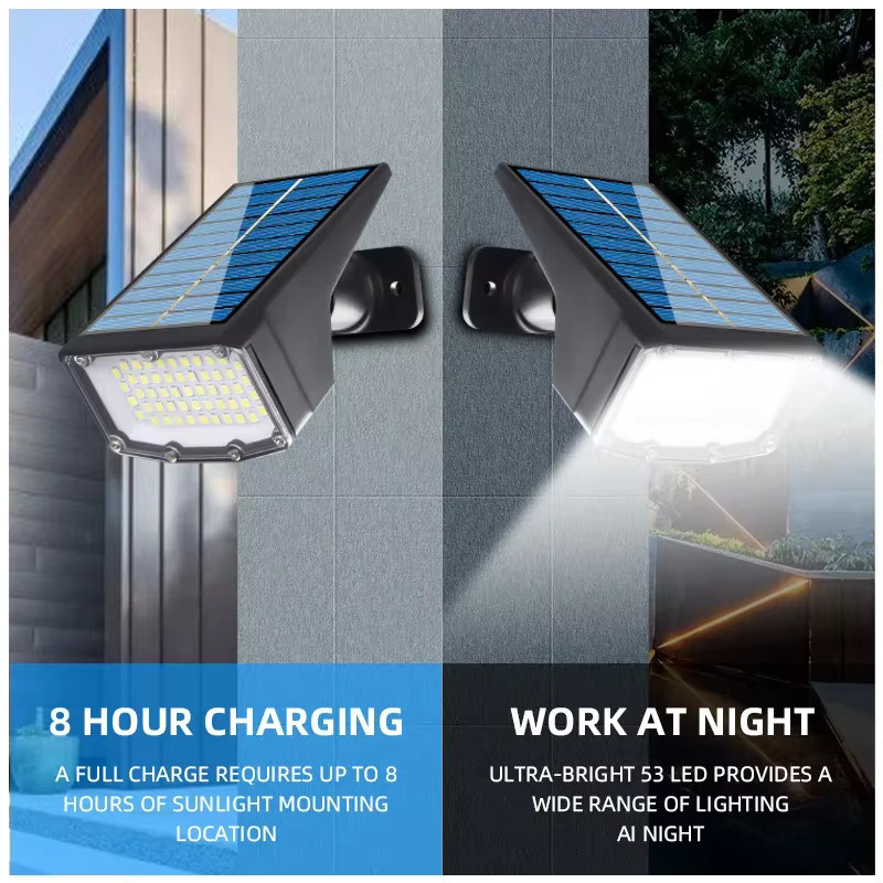Super-Cheese Solar LED Flutlicht Set, 53 SMD LEDs, Wasserdichter Outdoor Scheinwerfer in Schwarz für Garten, Terrasse und Wege - Bild 2