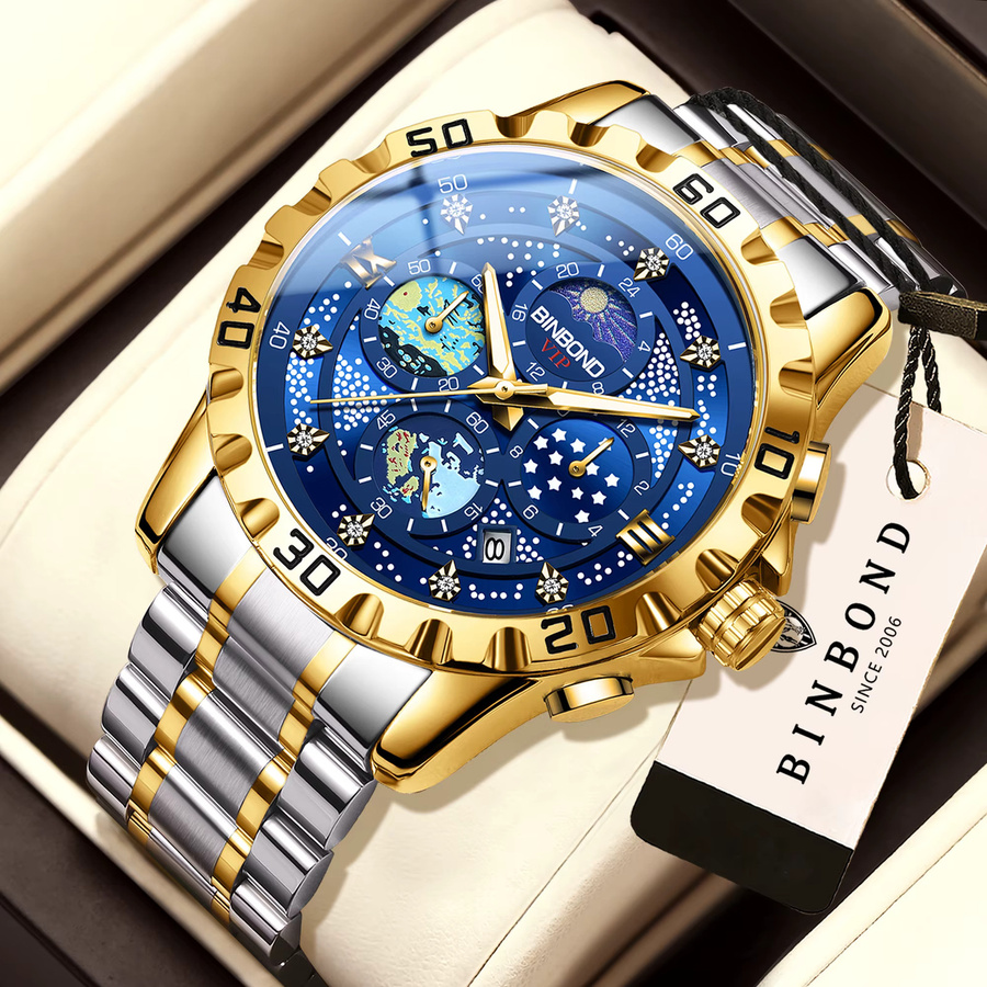 BINBOND Chronograph, Automatik, Edelstahl, Blau, Herren - Bild 2