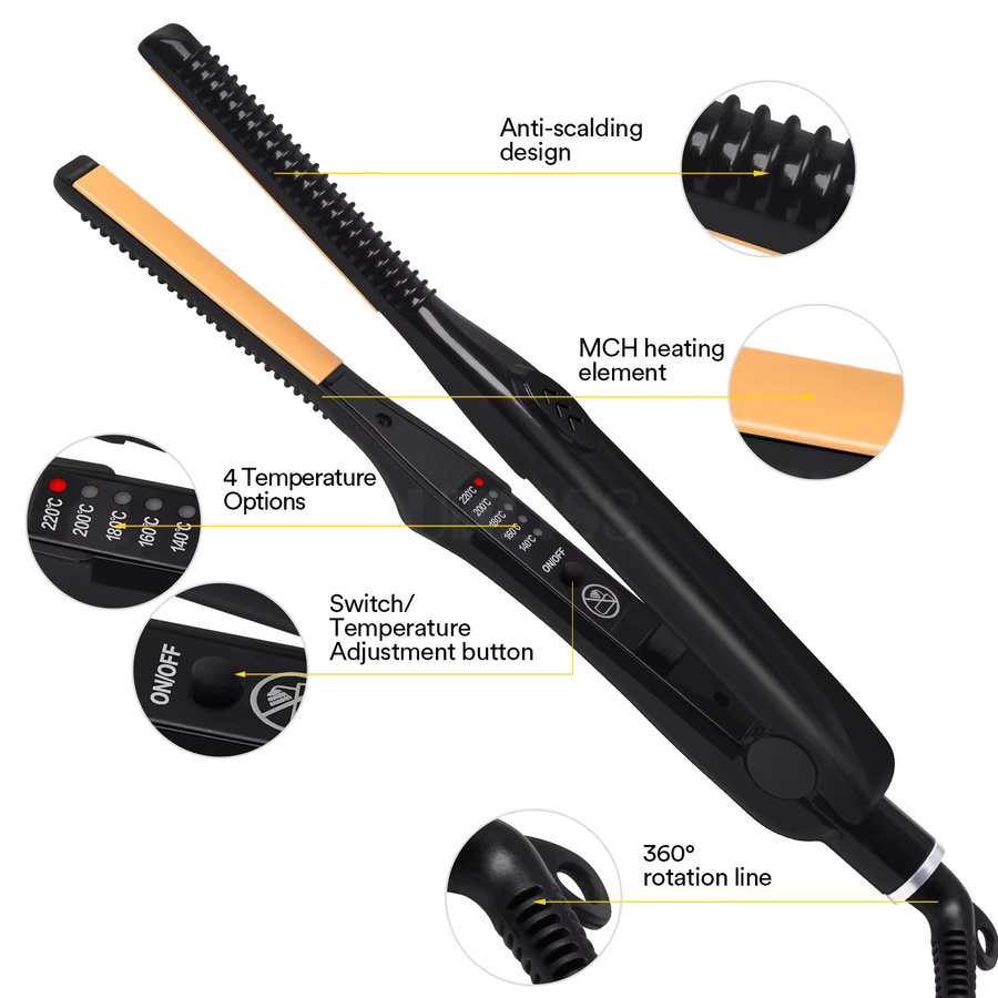 TINSOL 2-in-1 Haarglätter und Lockenstab, Mini-Keramik, Schwarz - Bild 2