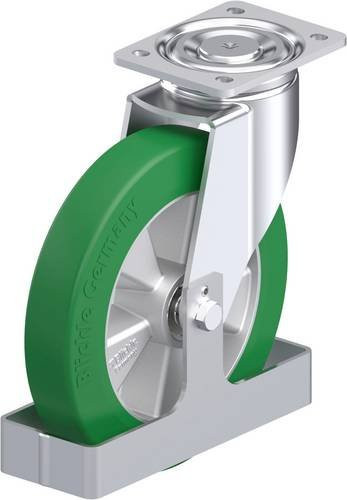 Blickle Stahlblech-Lenkrolle LH-ALST 250K-FS in Silber und Grün mit 250 mm Rad-Durchmesser und 850 kg Tragfähigkeit - Bild 1