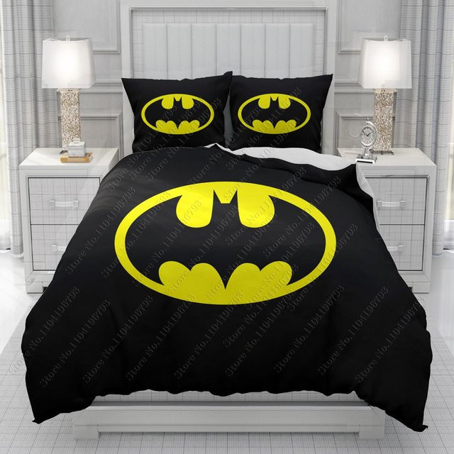 Batman Bettwäsche Set Softura Disney Cartoon Design Schwarz, 3-teilig, B/H: 200 x 200 cm - Bild 1