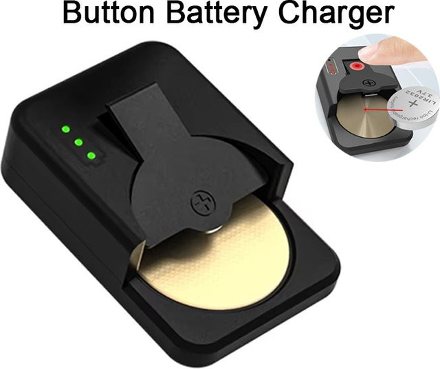 Mrgabwte Ladestation für wiederaufladbare Knopfzellenbatterien 4,2 V, Schwarz, kompatibel mit LIR2016, LIR2025, LIR2032 und LIR2045 - Bild 1