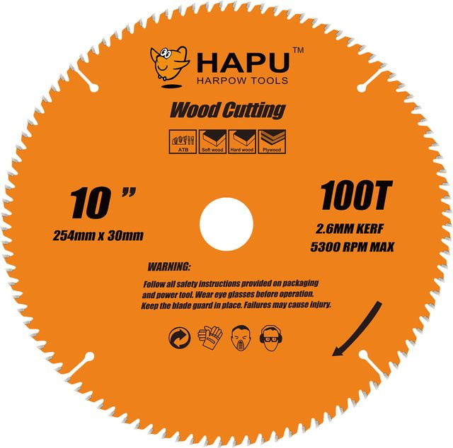 HAPU 10-Zoll Gehrungssägeblatt mit 100 Zähnen für Gehrungssägen, Tischsägen und Kreissägen, Dorn 30mm, Durchmesser: 25,4 cm - Bild 1