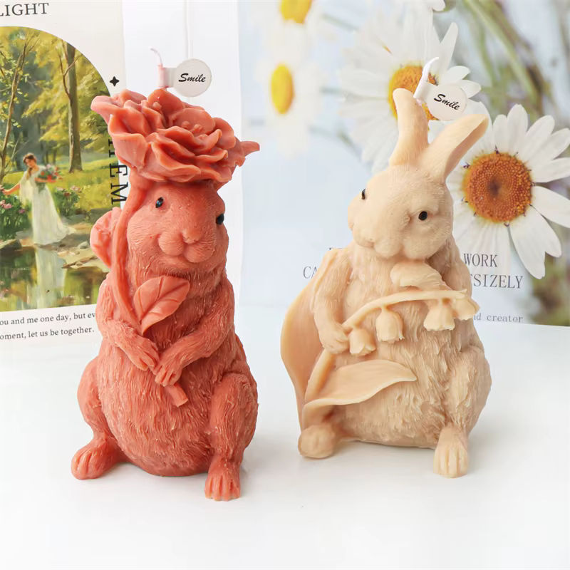 3D Kaninchen Silikonform für Kerzen, Fondant und Gips zur Osterdekoration, mehrfarbig - Bild 3