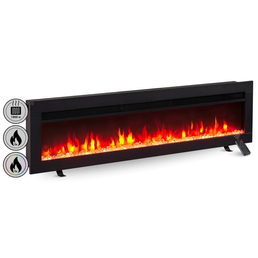 BALDERIA AG-50 Elektrokamin als Wandkamin oder Einbaukamin mit 3D-Flammeneffekt und Bluetooth in Schwarz - Bild 2