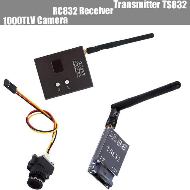 QX-MOTOR FPV Kamera Set mit TS832 Empfänger, RC832 Empfänger und 1000TVL Kamera in Schwarz für Multicopter und RC Quadcopter - Bild 1