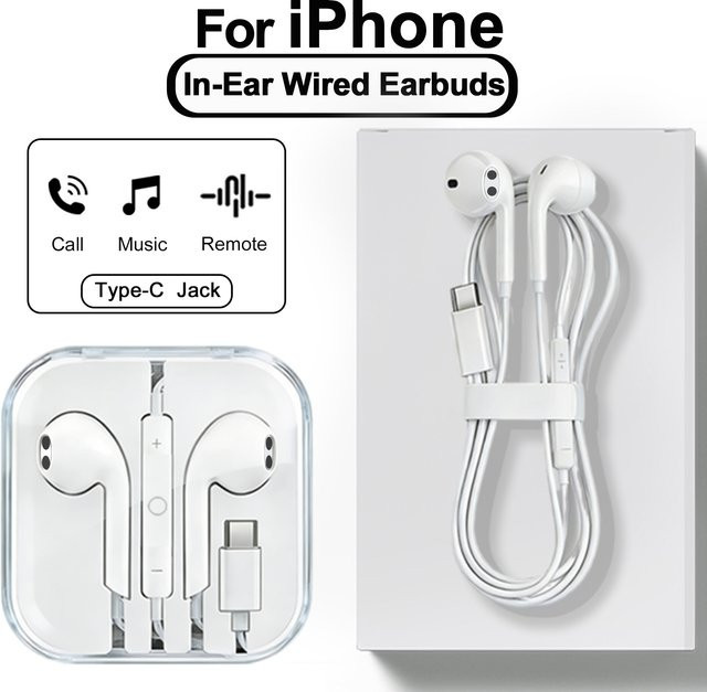 Keai USB-C In-Ear Kopfhörer mit Mikrofon für iPhone und iOS, Weiß - Bild 1