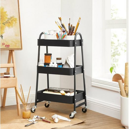 Songmics Servierwagen aus Metall in modernem Design mit Griffen und 2 Bremsen - Bild 1
