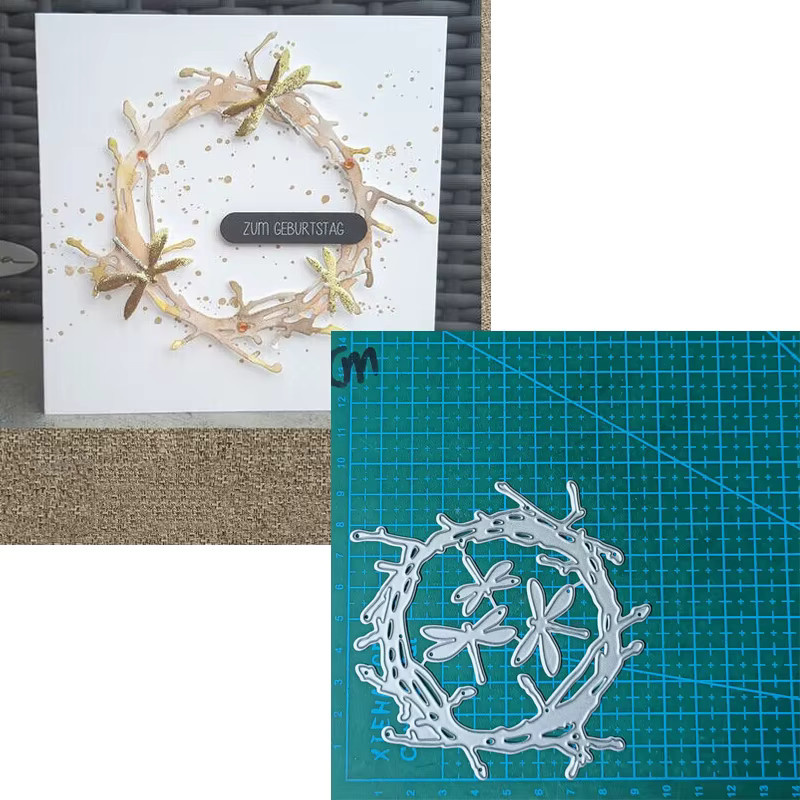 Metall Schneidwerkzeug und Prägeschablone in Form von Blumen und Bäumen für Scrapbooking und Bastelarbeiten, Silber - Bild 3