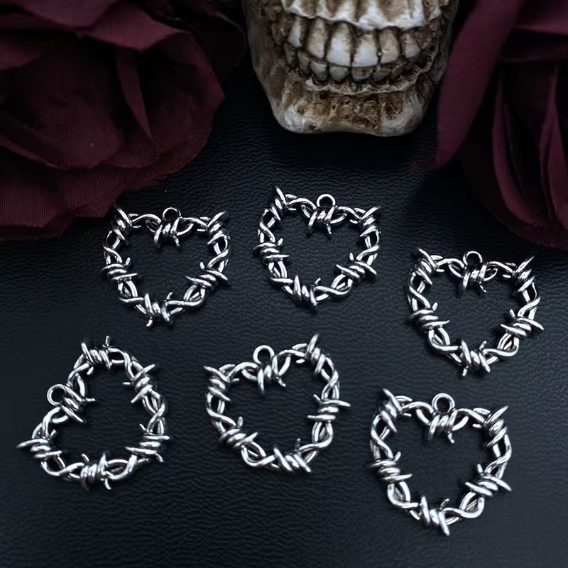LKLRYWBD Anhänger Herz, Stacheldraht, Silber, Unisex, 23*24mm - Bild 2