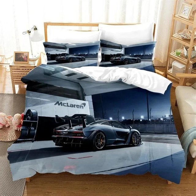 3D-Druck Bettwäsche-Set mit Autos und Fahrzeugen für Kinder, Bettbezug und Kissenbezüge, B/H: 240 x 220 cm - Bild 1
