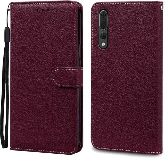 Lederetui im Wallet-Design für Huawei P20 und Huawei P20 Pro in Weinrot - Bild 1