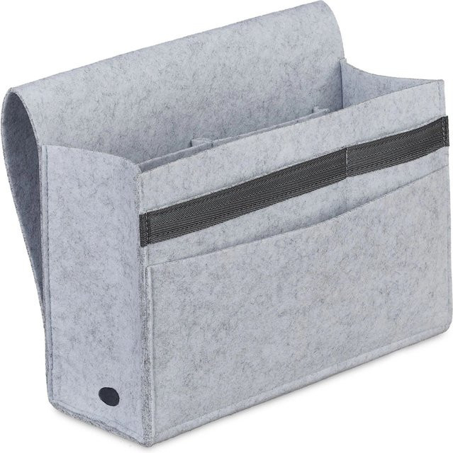 Relaxdays Betttasche aus Filz in Hellgrau mit Klettverschluss, B/T/H: 27 x 11,5 x 31,5 cm - Bild 1