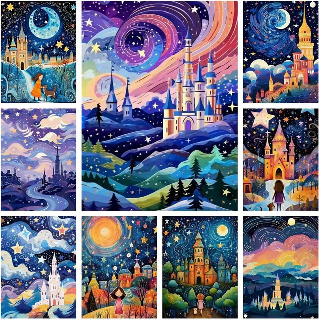 KAYOU 5D Diamant-Malerei-Set Cartoon-Wunderland-Schloss DIY Mosaik-Stickerei in Multicolour, Breite: 30,0 cm, Höhe: 20,0 cm, Tiefe: 20,0 cm - Bild 1